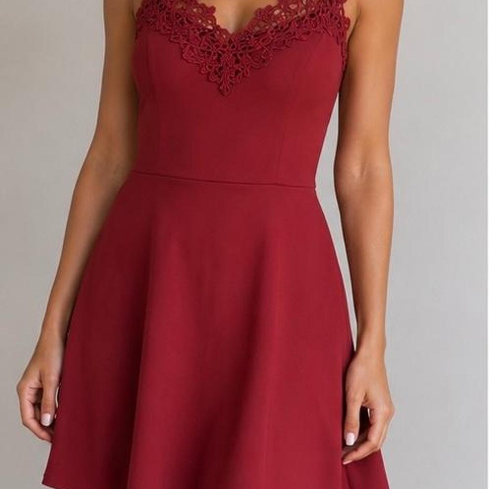 Lashes Red Crochet Lace Fit & Flare Dress | Size Small